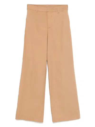 Pt Torino Wide-leg Trousers With Concealed Fastening In Brown