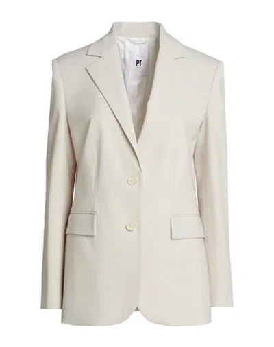 Pt Torino Woman Blazer Cream Size 8 Virgin Wool, Elastane In White