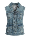 Pt Torino Woman Denim Outerwear Blue Size 4 Cotton, Elastane In Blue
