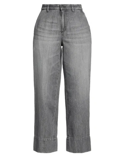 Pt Torino Woman Jeans Grey Size 26 Cotton, Elastane In Animal Print