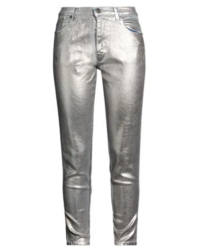 Pt Torino Woman Jeans Silver Size 28 Cotton, Elastane