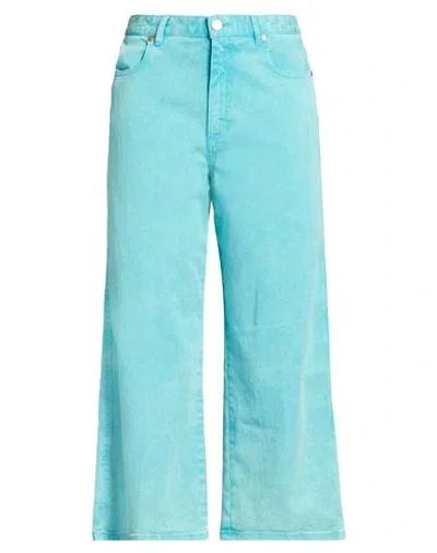 Pt Torino Woman Jeans Turquoise Size 28 Cotton, Elastomultiester, Elastane In Blue