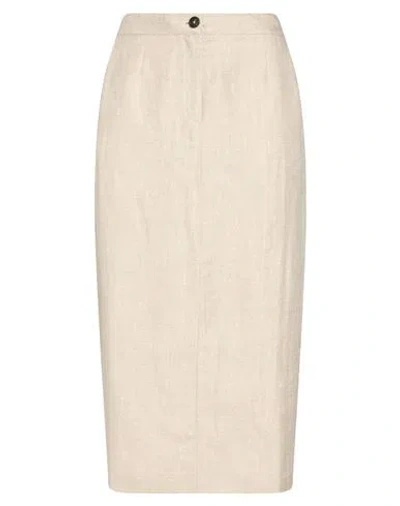 Pt Torino Woman Midi Skirt Beige Size 4 Linen, Silk In Pink