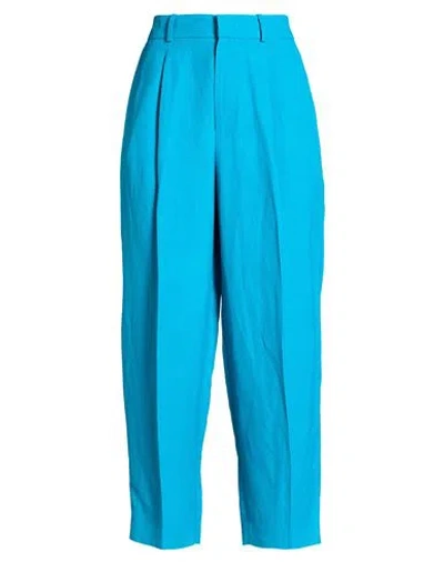 Pt Torino Woman Pants Azure Size 4 Viscose, Linen In Blue