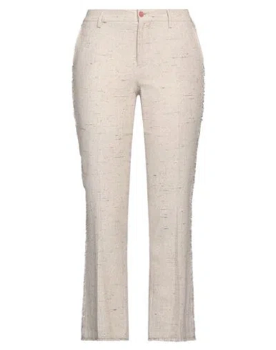 Pt Torino Woman Pants Beige Size 6 Cotton, Silk, Viscose, Linen, Polyester