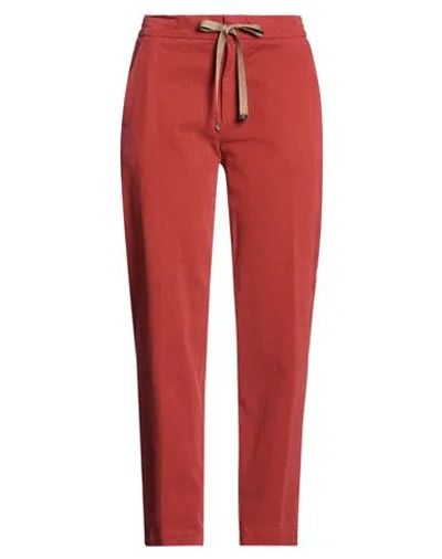 Pt Torino Woman Pants Brick Size 12 Modal, Cotton, Elastane In Red
