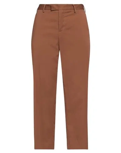 Pt Torino Woman Pants Brown Size 12 Cotton, Silk, Elastane