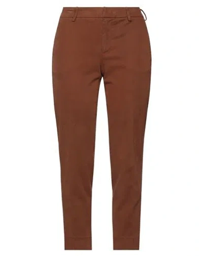 Pt Torino Woman Pants Brown Size 12 Cotton, Linen, Elastane