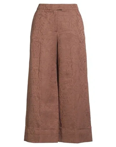 Pt Torino Woman Pants Brown Size 8 Linen, Cotton