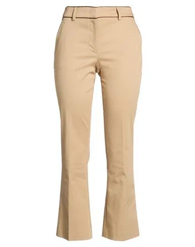Pt Torino Woman Pants Camel Size 12 Cotton, Elastane In Neutral