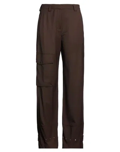 Pt Torino Woman Pants Dark Brown Size 6 Polyester, Wool, Elastane