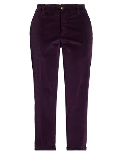 Pt Torino Woman Pants Dark Purple Size 10 Cotton, Lyocell, Elastane
