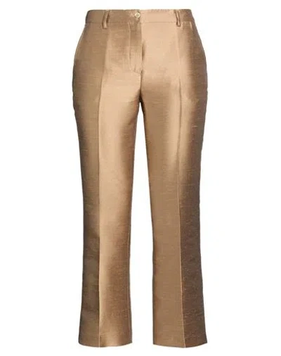 Pt Torino Woman Pants Khaki Size 10 Polyester, Viscose In Gold