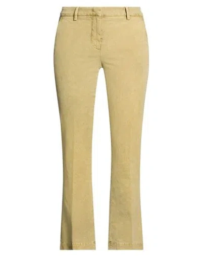 Pt Torino Woman Pants Khaki Size 6 Cotton, Lyocell, Elastane In Yellow