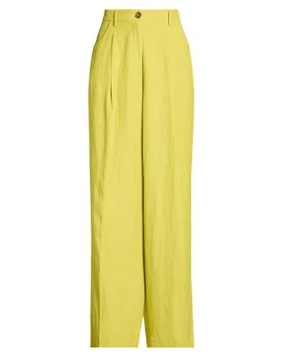 Pt Torino Woman Pants Lime Green Size 8 Viscose, Linen