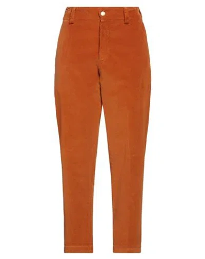 Pt Torino Woman Pants Mandarin Size 6 Cotton, Lyocell, Elastane In Orange