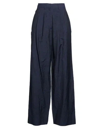 Pt Torino Woman Pants Navy Size 8 Virgin Wool, Linen In Blue