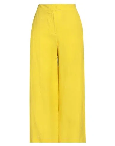 Pt Torino Woman Pants Yellow Size 8 Viscose, Linen