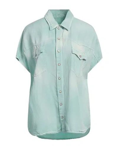 Pt Torino Woman Shirt Turquoise Size 4 Lyocell, Linen, Cotton In Blue