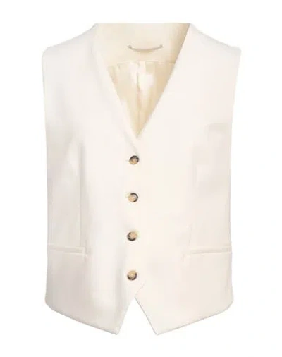 Pt Torino Woman Tailored Vest Cream Size 4 Virgin Wool, Elastane In White