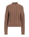 Pt Torino Woman Turtleneck Camel Size 6 Alpaca Wool, Polyamide, Virgin Wool