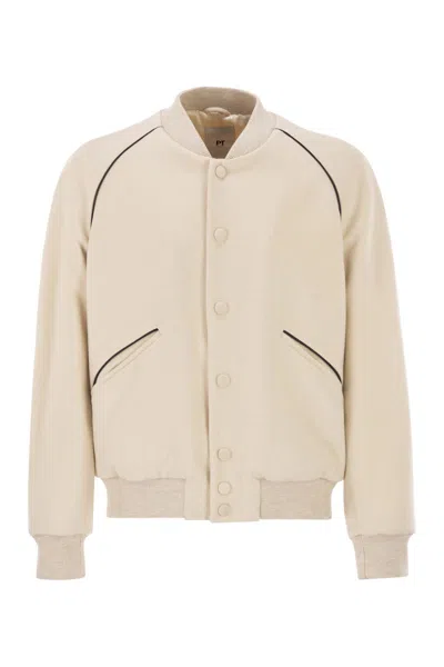 Pt Torino Wool And Cashmere Drap Jacket In Burgundy