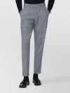 Pt Torino Gray Patterned Wool And Cashmere Trousers In Blue