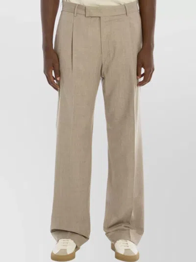 PT TORINO WOOL AND SILK BLEND WIDE LEG TROUSERS