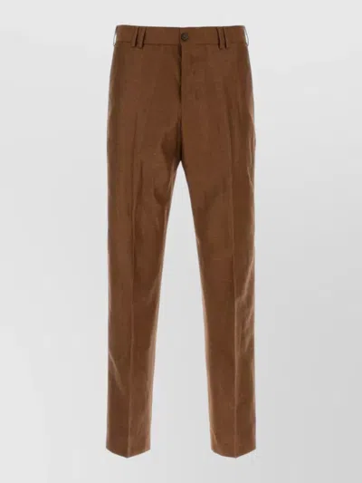 Pt Torino Wool Blend Michael Trousers Belt Loops In Brown