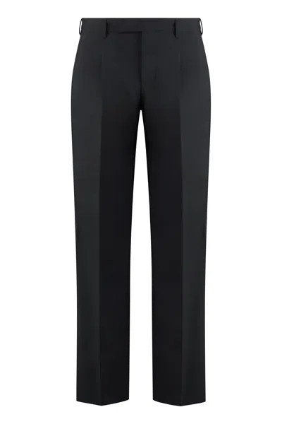 Pt Torino Wool Blend Trousers In Black