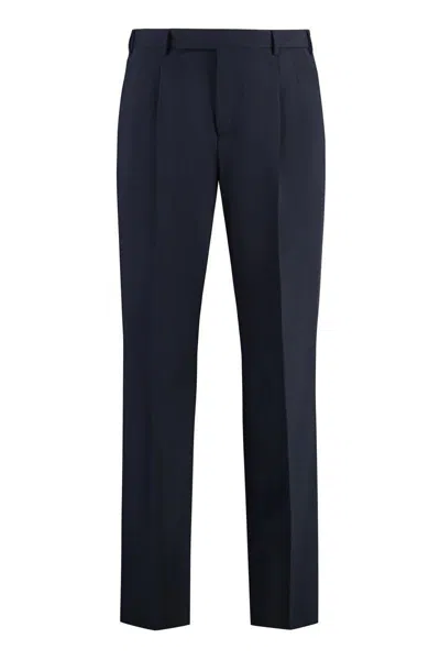 Pt Torino Wool Blend Trousers In Blue