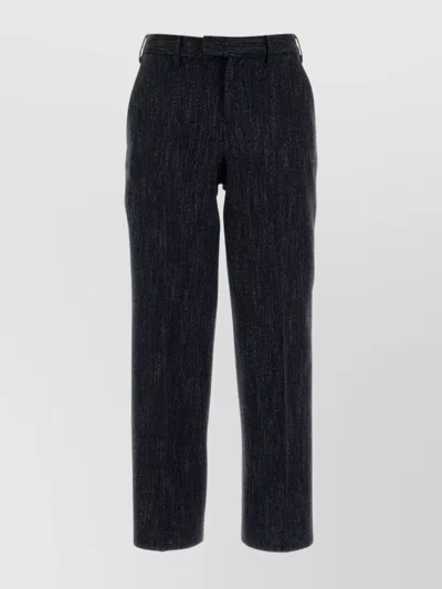 Pt Torino Wool Blend Trousers With Pockets And Loops In Blue