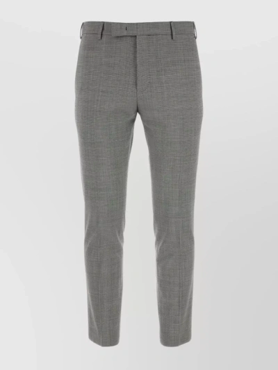 Pt Torino Wool Pant With Embroidered Houndstooth Motif In Gray