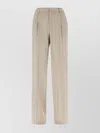 Pt Torino Wool Pants With Embroidered Pleats And Pockets In Neutral