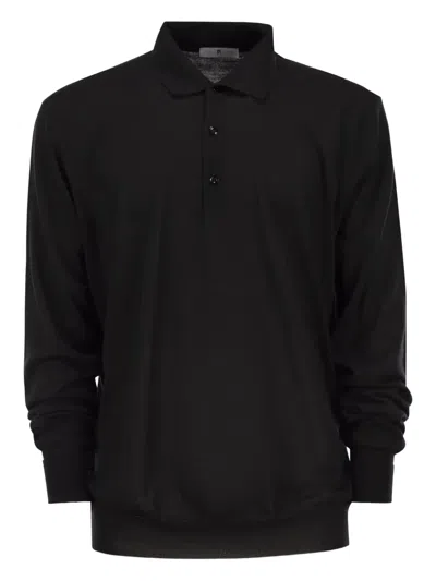Pt Torino Wool Polo Shirt In Black