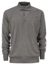Pt Torino Wool Polo Shirt In Melange Grey
