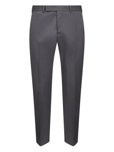 Pt Torino Wool Pressed-crease Trousers In Gray