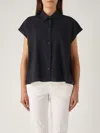 Pt Torino Wool Shirt Short Sleeves In Navy