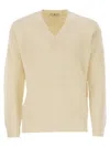 Pt Torino Wool Sweater With V Neck In White