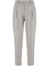 Pt Torino Wool Trousers With Belt Loops And Cuffed Hem In 灰色