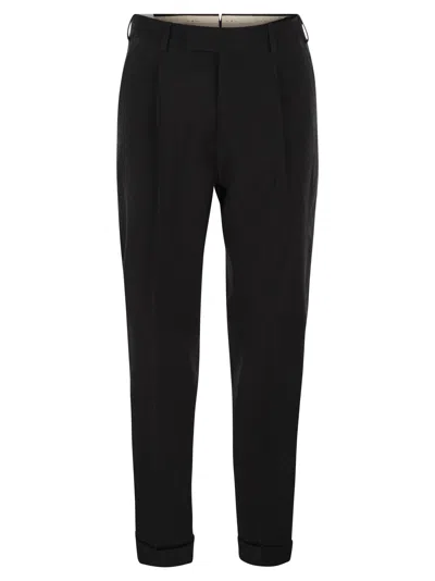 Pt Torino Wool Trousers In Black