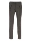 Pt Torino Wool Trousers With Embroidery And Pockets In Gray
