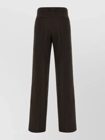 Pt Torino Wool Trousers Wide Leg Belt Loops In Black