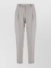 Pt Torino Wool Trousers With Belt Loops And Cuffed Hem In Gray