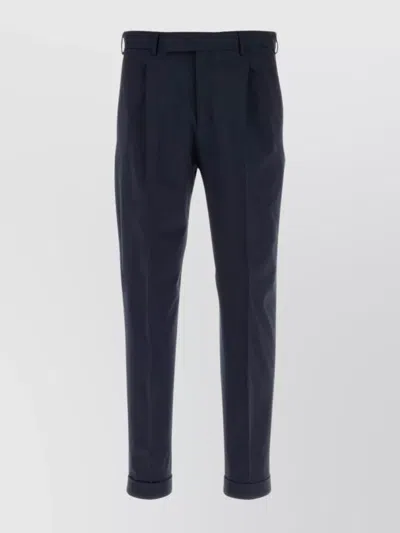 Pt Torino Wool Trousers With Stretch And Pleats In Black