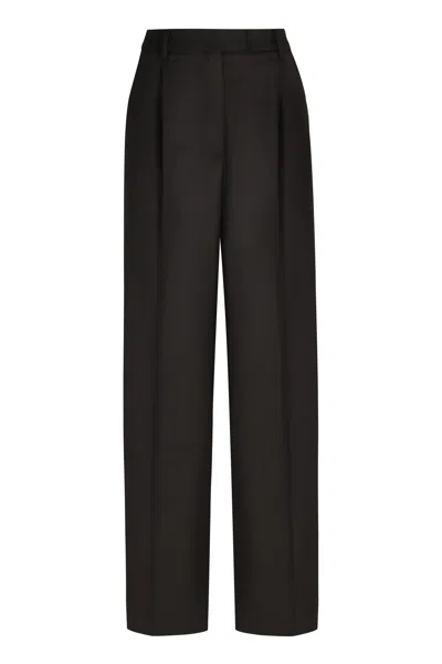 Pt Torino Wool Wide-leg Trousers In Black