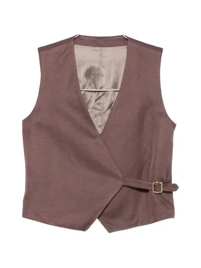 Pt Torino Wrap-style Buckle-fastening Waistcoat In Brown