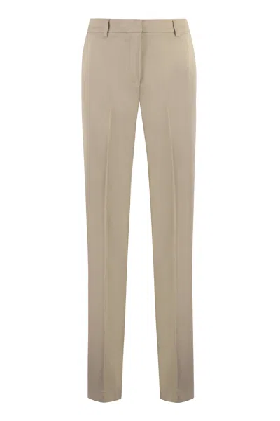Pt01 Ambra - Stretch Viscose Trousers In Brown