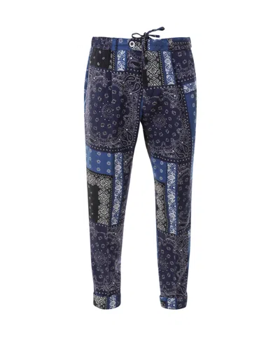 Pt01 Bandana-print Trousers In Blue