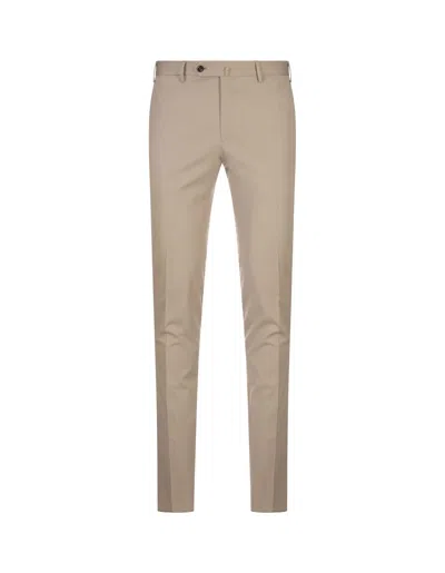 Pt01 Beige Silkochino Trousers In Brown